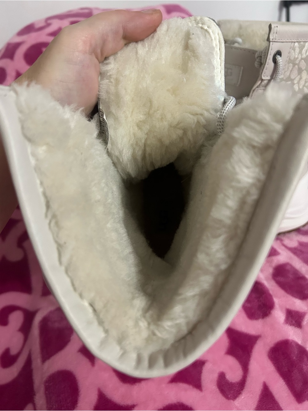 UGG White Shearling-Lined Lace-Up Winter Boot - Picture 5 of 8